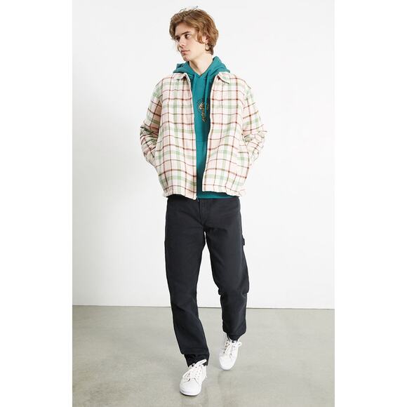 New Urban Outfitters OBEY Dom Plaid Shirt Jacket $120 MEDIUM Pink Clay - Picture 7 of 8